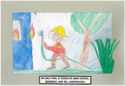 Boda Benjámin (9 éves, Nyíregyháza TINI’ART Képzős Műhely és a FREE DANCE Művészeti Iskola): Ha baj van, a tűzoltó nem viccel, mindent, ami ég, lespriccel! Felkészítő: Nagy Zoltán 